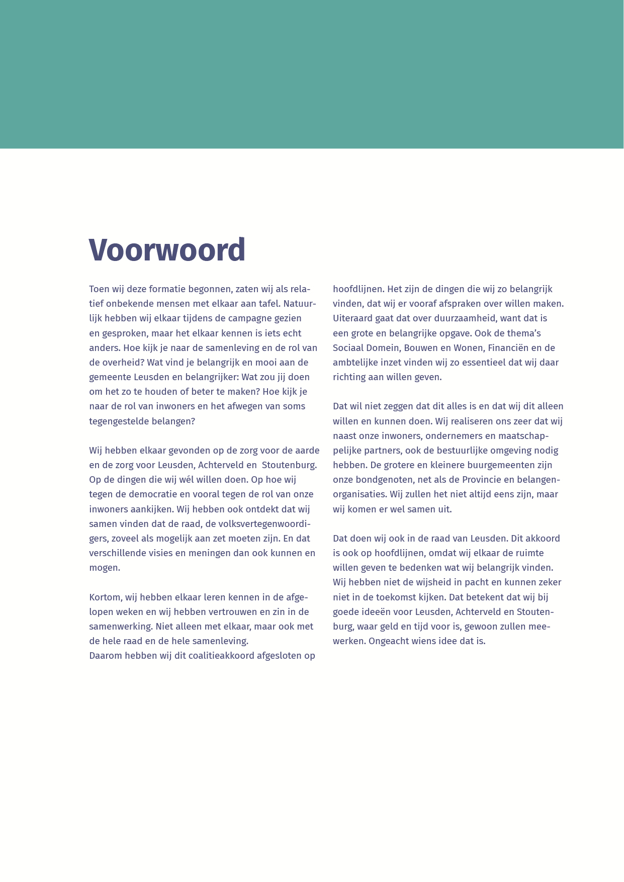 coalitieakkoord Leusden